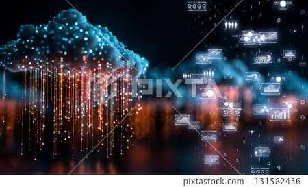 Data flowing through the cloud and the digital network of the future 131582436