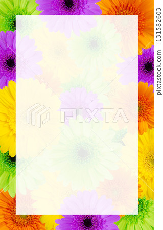 鮮花相框背景照片：色彩繽紛的萬聖節主題非洲菊，充滿活力，引人注目 131582603