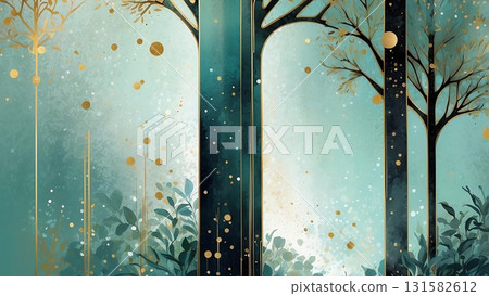 Art Nouveau style frame background with the image of trees and forests Art Nouveau style frame background with the image of trees and forests 131582612