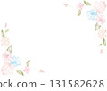 floral frame with pink flowers on white background 131582628
