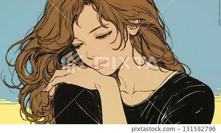 Young woman doing thoughts Young woman doing thoughts 131582796