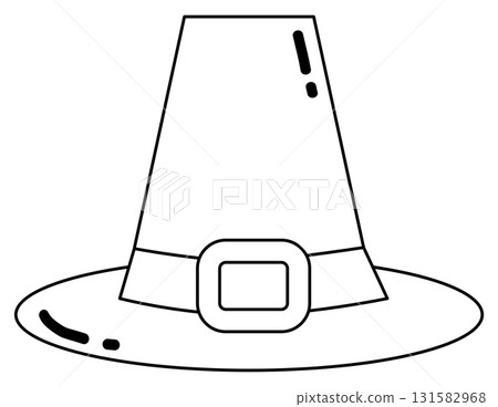 pilgrim hat outline cartoon, pilgrim hat doodle art 131582968