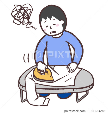 不擅長熨燙的男人的插圖 不擅長熨燙的男人的插圖 131583285