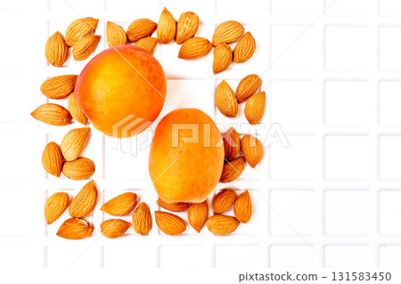 Natural product.Fresh ripe apricot fruits, kernels Natural product.Fresh ripe apricot fruits, kernels 131583450