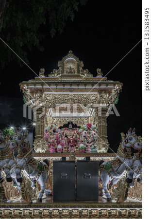 The deities are carried in an elaborate golden chariot procession through the streets, is part of the annual Navaratri festival. The deities are carried in an elaborate golden chariot procession through the streets, is part of the annual Navaratri festival. 131583495