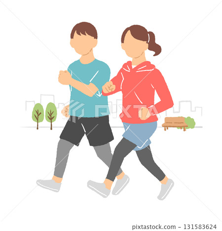 男人和女人慢跑的插圖 131583624