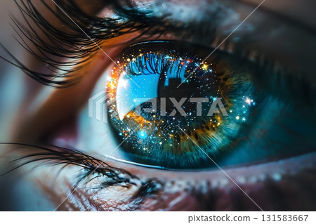 Surreal Eye Macro with Universe Inside Surreal Eye Macro with Universe Inside 131583667