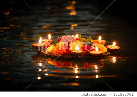 Serene Festival Moment with Floral Candle Arrangement Serene Festival Moment with Floral Candle Arrangement 131583701