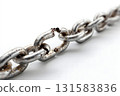 Broken Chain Link Symbolizing Freedom Isolated on White Background for Editorial and Commercial Use 131583836