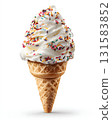 Colorful Dessert Image Featuring Ice Cream Cone in Clean Studio Composition 131583852