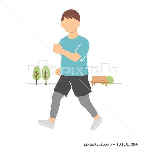 公園裡慢跑的男人 131583884