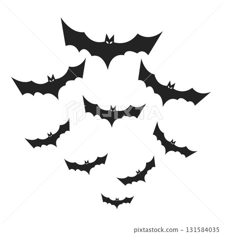 Bats Silhouette Crowd Flying Group Halloween Element.Vector Illustration 131584035