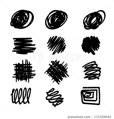 Pen Scribble Collection Hand-Drawn Abstract Marker Brush Stroke Set.Vector Illustration 131584042