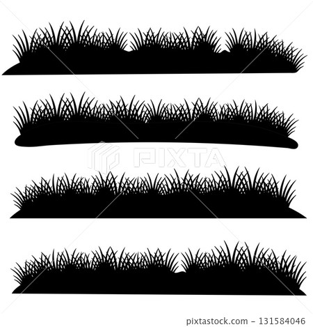 Silhouette Grass Collection Border Set Ground Element Decoration.Vector Illustration 131584046