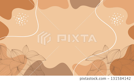 Botanical Banner Brown Background with Abstract Shapes and Line Art Flowers Contemporary Style.Vector illustration Botanical Banner Brown Background with Abstract Shapes and Line Art Flowers Contemporary Style.Vector illustration 131584142