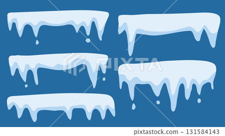 Set of Icicle Flat Illustrations Elements for Winter Snow and Christmas Design.Vector illustration 131584143