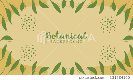 Green Botanical Background Banner with Frame of Leaves and Nature Elements.Vector illustration 131584160