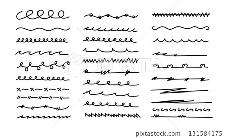 Scribble marker elements hand drawn strokes underlines set.Vector illustration Scribble marker elements hand drawn strokes underlines set.Vector illustration 131584175