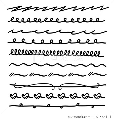 Doodle Divider Separator Line Collection.Hand Drawn Sketch Border and Element Vector Set. Doodle Divider Separator Line Collection.Hand Drawn Sketch Border and Element Vector Set. 131584191