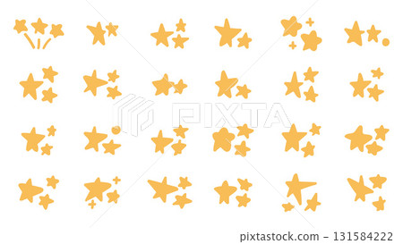 Yellow Stars Flat Illustration Collection Set for Celebration and Decoration Elements.Vector illustration 131584222