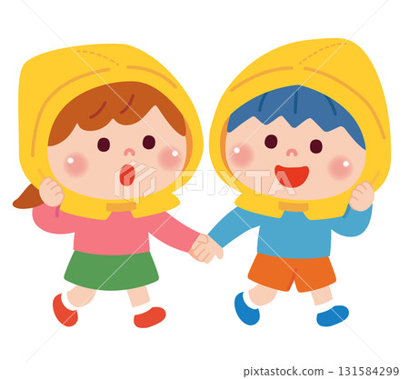 Illustration of children participating in an evacuation drill Illustration of children participating in an evacuation drill 131584299