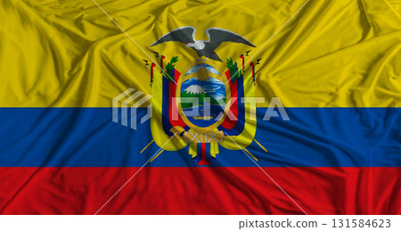 Ecuadorian flag with fabric texture background. National flag of Ecuador Ecuadorian flag with fabric texture background. National flag of Ecuador 131584623