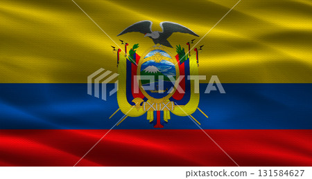 Ecuador flag with fabric texture. Realistic flag of Ecuador waving 131584627