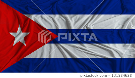 Cuban flag with fabric texture background. National flag of Cuba 131584628