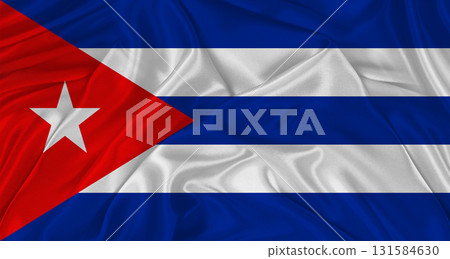 Flag of Cuba with cloth texture. Close up of Cuba flag waving Flag of Cuba with cloth texture. Close up of Cuba flag waving 131584630