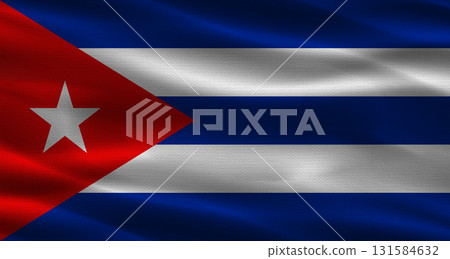 Cuba flag with fabric texture. Realistic flag of Cuba waving Cuba flag with fabric texture. Realistic flag of Cuba waving 131584632