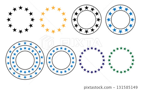Different Color Ring Of Stars Icons Depicting European Union Symbols For Decor And Design. Different Color Ring Of Stars Icons Depicting European Union Symbols For Decor And Design. 131585149