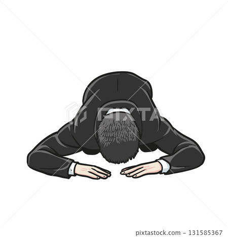 Man kneels with head bowed and ask for forgiveness Illustration Man kneels with head bowed and ask for forgiveness Illustration 131585367