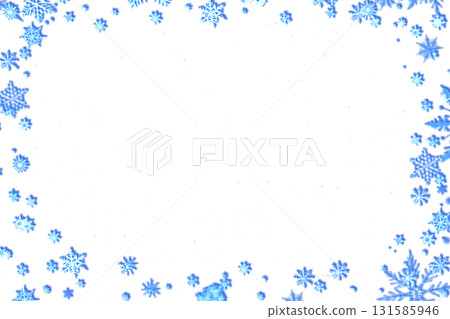 Mystical night blue surface in a frame of white snowflakes 131585946