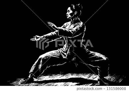 Strength and calm.Eastern martial arts.Fighter kung fu,tai chi,karate 131586008