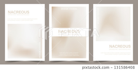 Soft pearl nacreous minimalistic cards. Pale ecru gradient poster background with sandy waves for neutral designs. Vector illustration 131586408