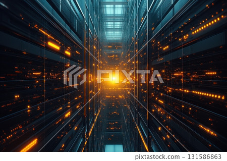 Digital art and technology a futuristic view of dynamic data flow in cybernetic landscapes 131586863
