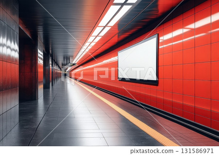 Urban subway scene modern transportation photograph minimalist environment perspective motion 131586971