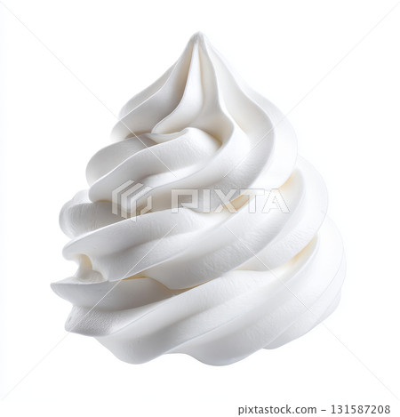 Whipped cream swirl dessert topping element smooth fluffy dairy sweet white Whipped cream swirl dessert topping element smooth and fluffy dairy sweet white perfect for cakes pies and beverages 131587208