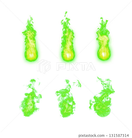 Burning flame illustration set (transparent background) 131587314