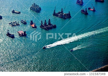 Aerial view of cargo ship Aerial view of cargo ship 131587349