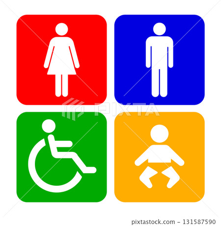 Color toilet pictogram vector illustration material with background 131587590