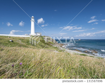Shiriyasaki Lighthouse on a clear autumn day, Higashidori Village, Aomori Prefecture, late September 131587896