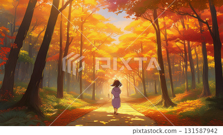 People strolling through a forest of autumn leaves People strolling through a forest of autumn leaves 131587942