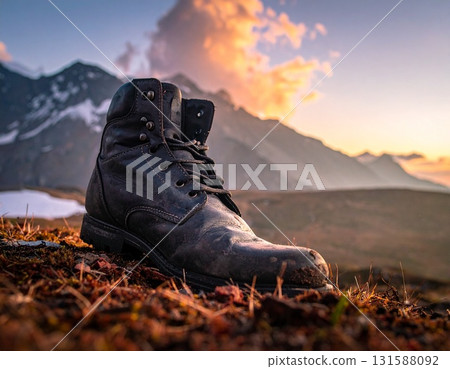 Mountain climbing boots image 131588092