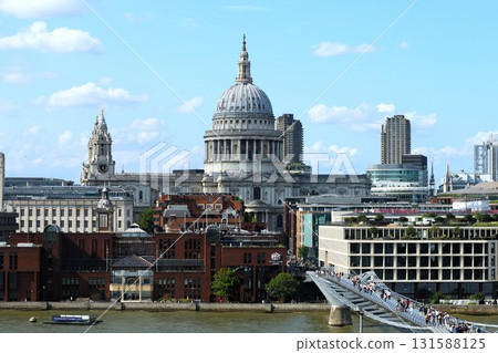 St Paul's Cathedral seen across the River Thames in London 131588125
