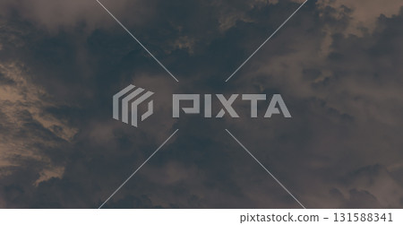 Sky Dark Cloud Thunderstorm Rain and Pm2.5 Stormy Spooky Atmospheric, Background Abstract Stormy Dramatic Smoke Pollution Night Explosion, Effect Overcast Cumulonimbus, Grey Weather Backdrop Space. 131588341