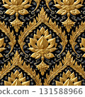 Luxury Seamless Thai Golden Ornament on Black Background 131588966