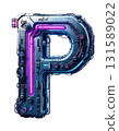 Transparent background letter P balloon foil metallic blue purple gradient PNG digital design element alphabet typography decoration party celebration 131589022