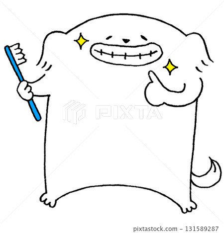 A dog showing off its beautiful teeth after brushing 131589287