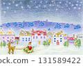 聖誕老人在雪橇上-色鉛筆畫 131589422